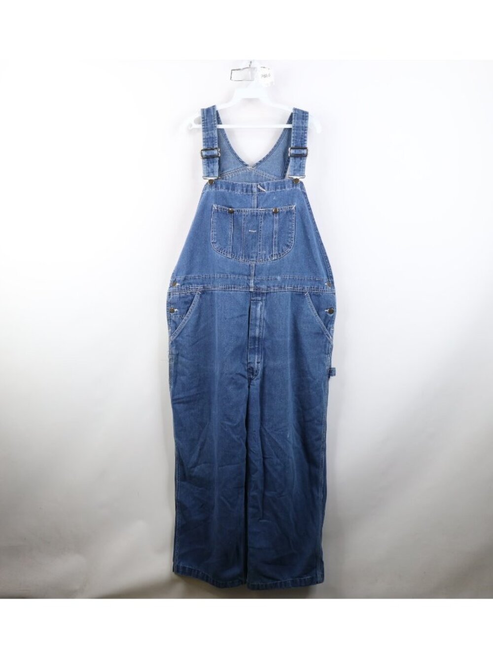 Vintage 70s Streetwear Mens XL Distressed Wide Leg Denim Overalls Bibs Blue USA
